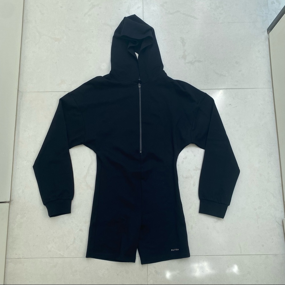 Patton Studio Black Quarter Zip Uni With Hood